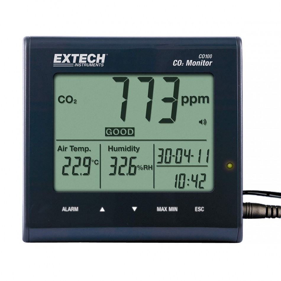 Extech CO100 - Medidor de CO2 y calidad del Aire en interiores para  escritorio